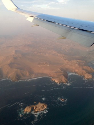 Ocean view of Peru from the plane