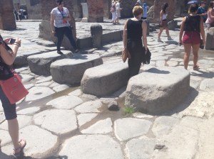 The walkway over the drainage lines in Pompeii, Italy