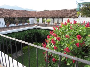 Roof top patios in traditional Antigua homes. Antigua, Guatemala