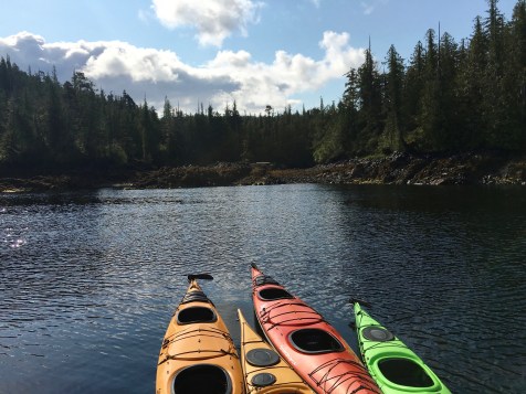 Sea kayaks in Orca Cove, Ketchikan Alasak