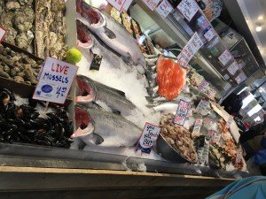 Seafood counter in Pike Place Market in Seattle, Washington