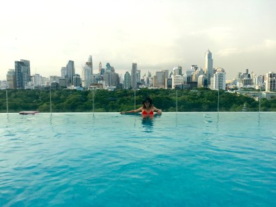 At the infinity pool at the So Sofitel Hotel in Bangkok, Thailand