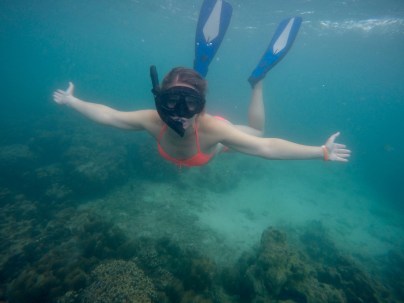 Snorkeling outside of Maya Bay in the Phi Phi islands, Thailand