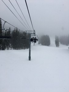 Snowing on the ski lift in Taos Ski Valley New Mexico