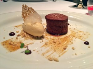 Chocolate Bailey’s ice cream with vanilla and coffee toffee at Passion by Martín Berasategui in Playa Del Carmen