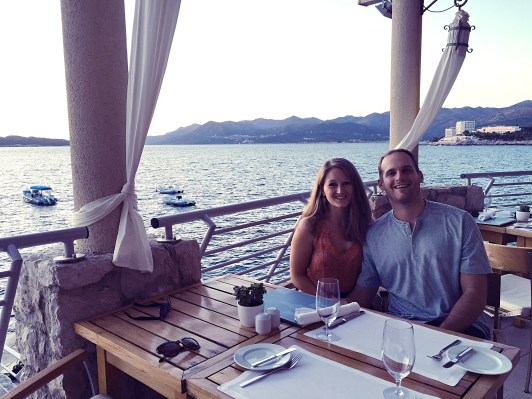 Our first dinner on our honeymoon at the Our view from our room at the Dubrovnik Palace Hotel, Croatia