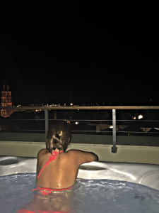 Enjoying the view from the rooftop of our hotel in Split, Croatia