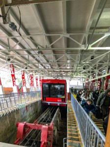 Taking the rail car up to Mt. Koya